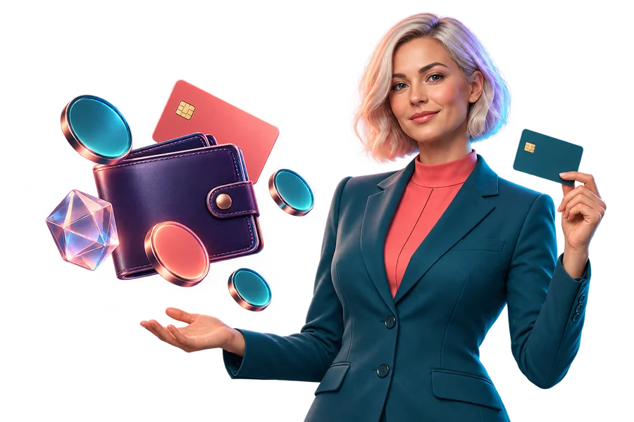 Presenter with a payment card, wallet and digital payment tokens